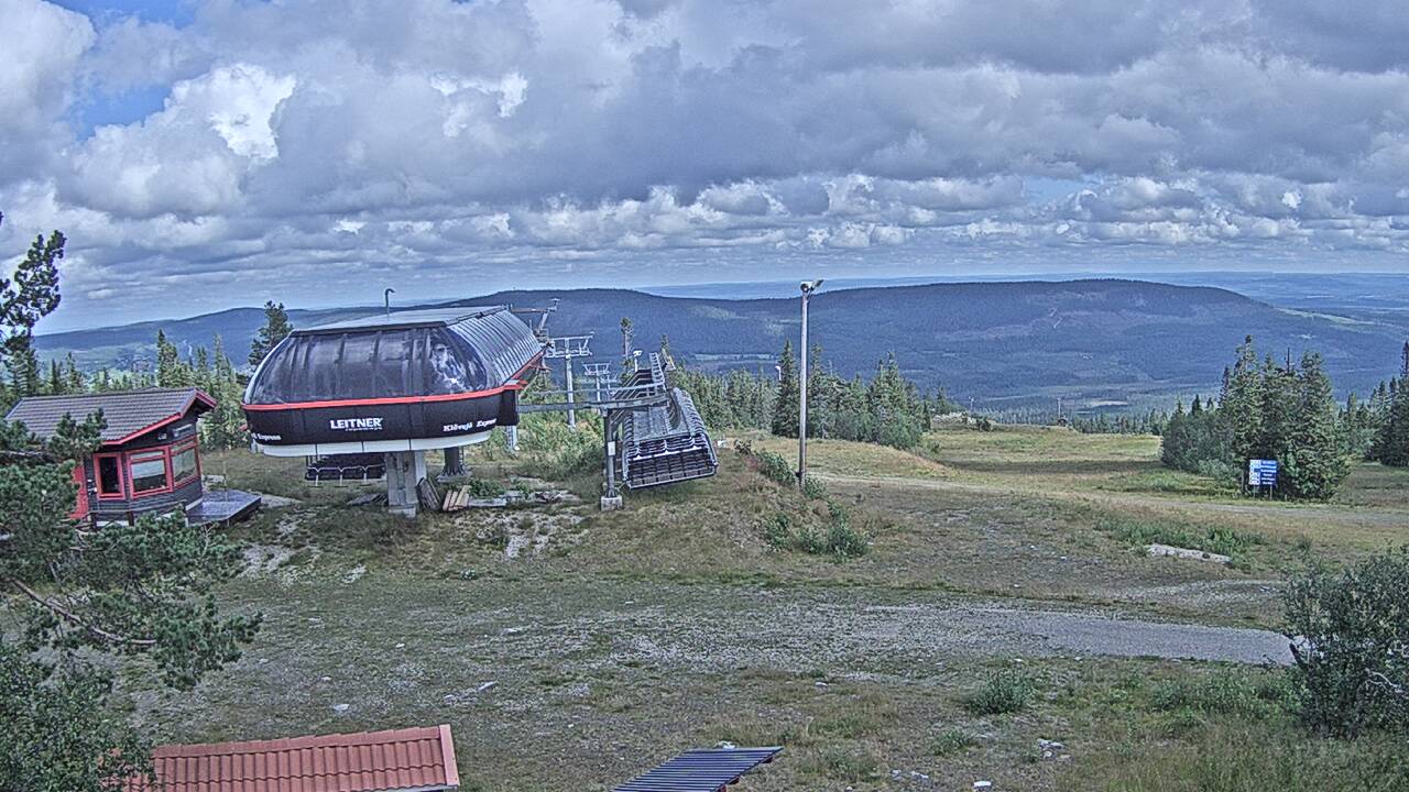 Vemdalen, Klövsjö, la cima, vista hacia Klövsjö Express