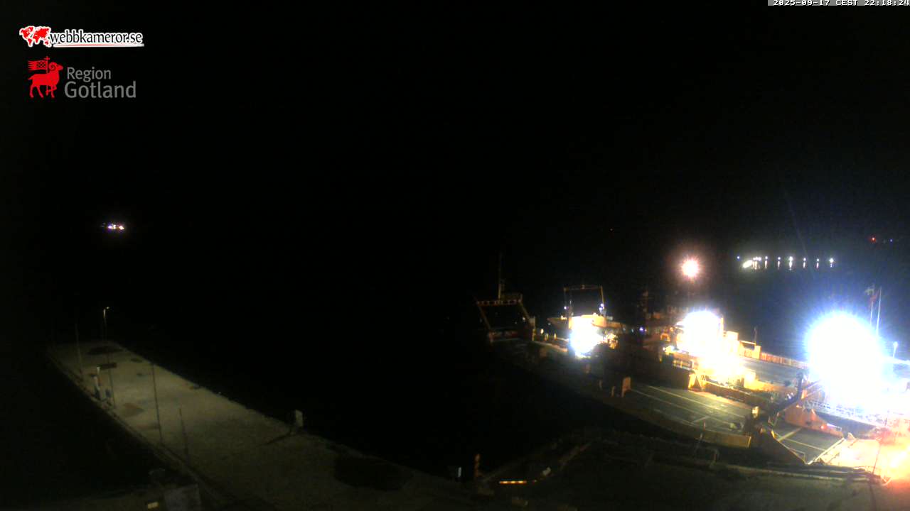 Gotland, Fårösund, vue vers le terminal des ferries, le ferry pour Fårö