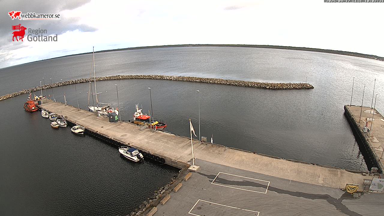 Gotland, Fårösund, blick Richtung Fischereihafen / Gästehafen,