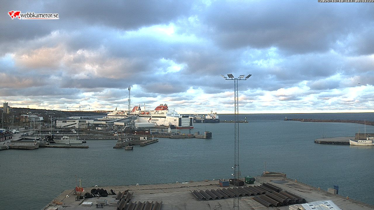 Gotland, Hafen von Visby, Blick zum Fährterminal und Hafeneinfahrt