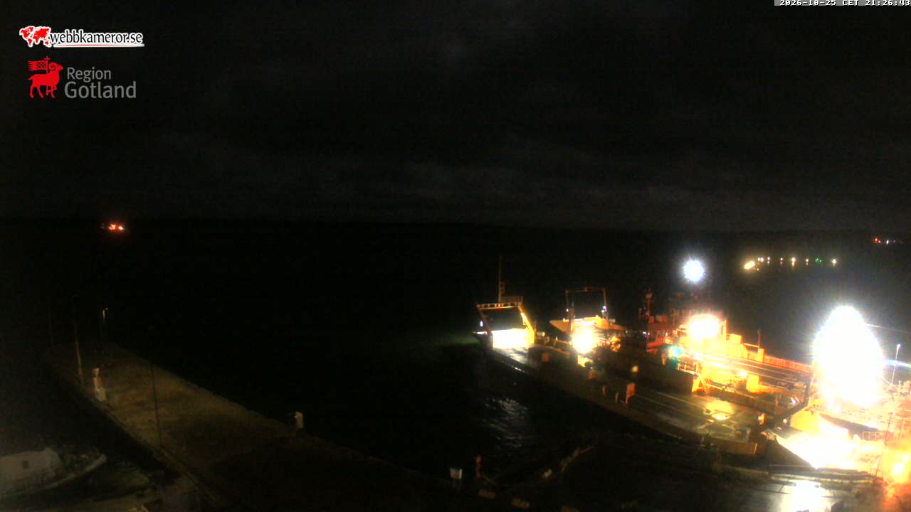Gotland, Fårösund, zicht richting de ferryterminal, de veerboot naar Fårö