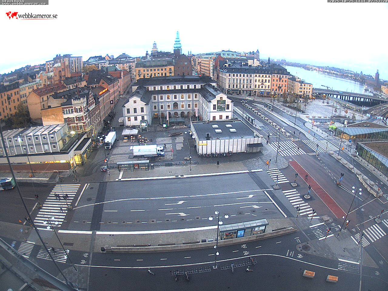 Stockholm, Slussen, vue vers Södermalmstorg, Riddarfjärden