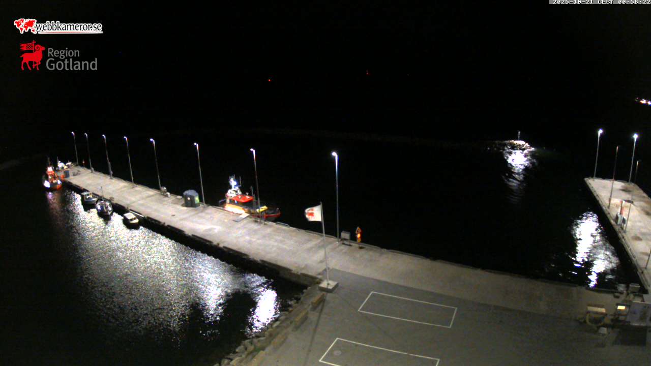 Gotland, Fårösund, uitzicht op de vissershaven / gastenhaven,